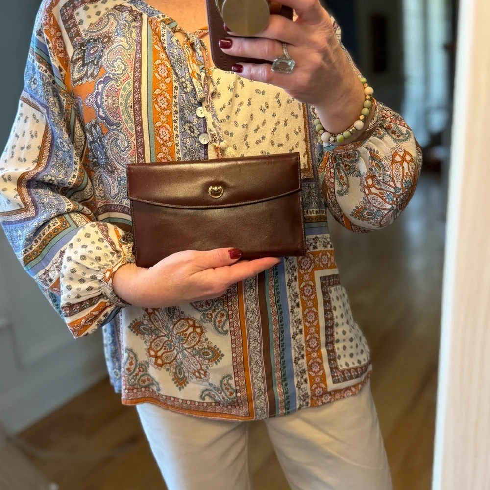 St. Thomas Vintage 1960’s Burgundy Cowhide Leather Envelope Wallet Clutch‎ (EUC)